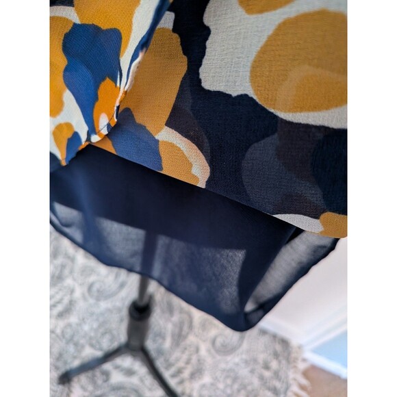 Cabi Blouse Women’s M Blue Yellow Floral Chiffon Lydia Top Cottagecore Career - Picture 6 of 13